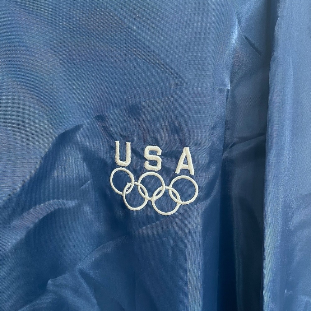 Blue USA Olympics 1/4 Zip Pullover Windbreaker Large Polyester United States - Picture 3 of 5